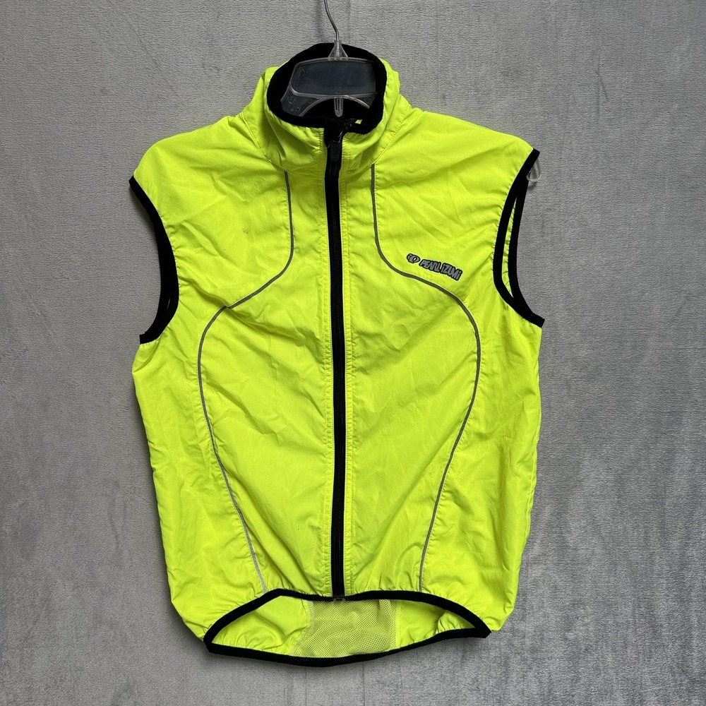 Pearl Izumi Cycling‎ Wind Vest Mens Small Yellow Hi Viz Full Zip Reflective